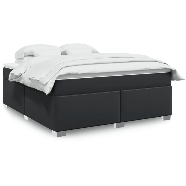 Giroletto a Molle con Materasso Nero 180x200 cm in Similpelle