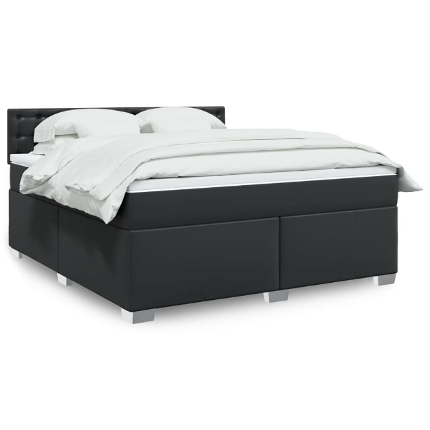 Giroletto a Molle con Materasso Nero 180x200 cm in Similpelle