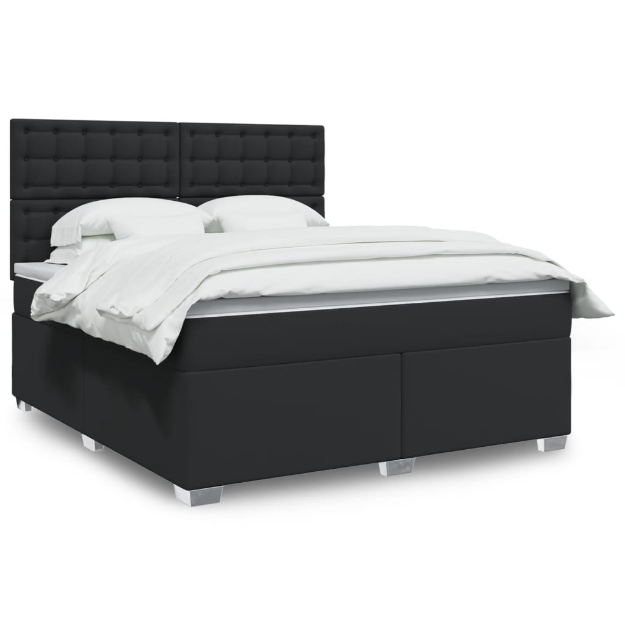Giroletto a Molle con Materasso Nero 180x200 cm in Similpelle