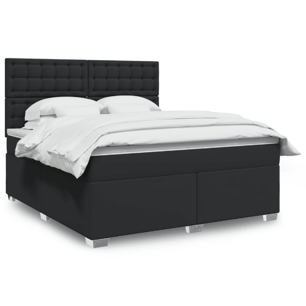 Giroletto a Molle con Materasso Nero 180x200 cm in Similpelle