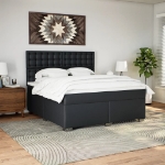 Giroletto a Molle con Materasso Nero 180x200 cm in Similpelle