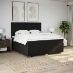 Giroletto a Molle con Materasso Nero 180x200 cm in Tessuto
