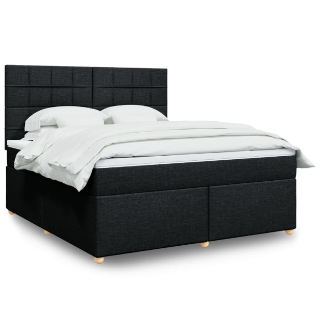 Giroletto a Molle con Materasso Nero 180x200 cm in Tessuto