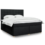 Giroletto a Molle con Materasso Nero 180x200 cm in Tessuto