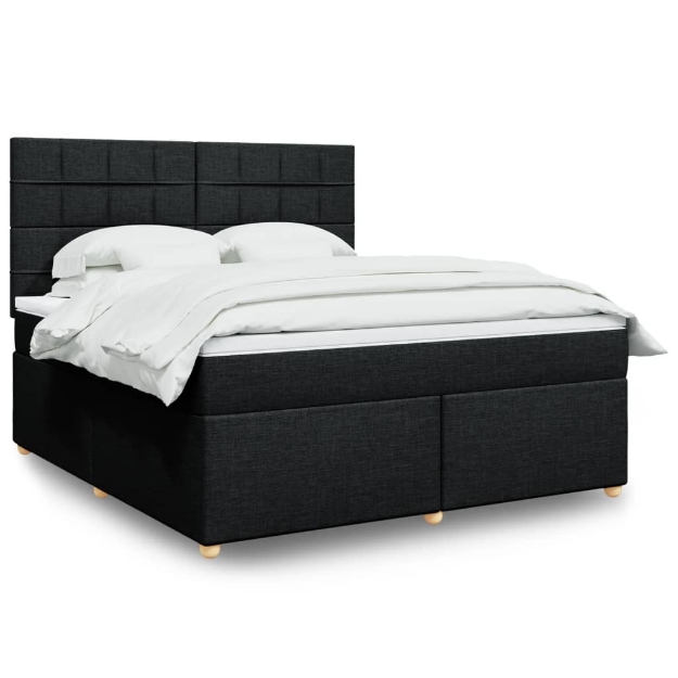 Giroletto a Molle con Materasso Nero 180x200 cm in Tessuto