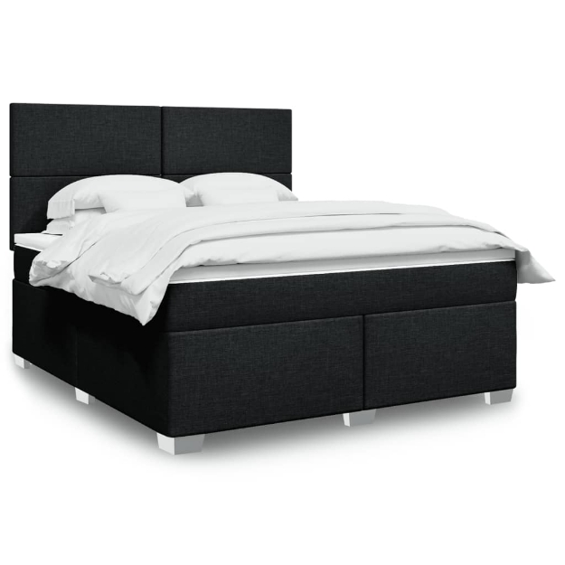 Giroletto a Molle con Materasso Nero 180x200 cm in Tessuto