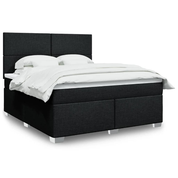 Giroletto a Molle con Materasso Nero 180x200 cm in Tessuto