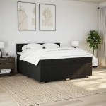 Giroletto a Molle con Materasso Nero 180x200 cm in Tessuto