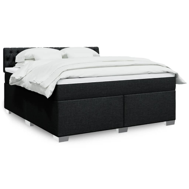 Giroletto a Molle con Materasso Nero 180x200 cm in Tessuto