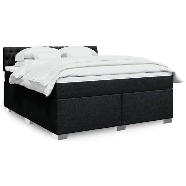 Giroletto a Molle con Materasso Nero 180x200 cm in Tessuto