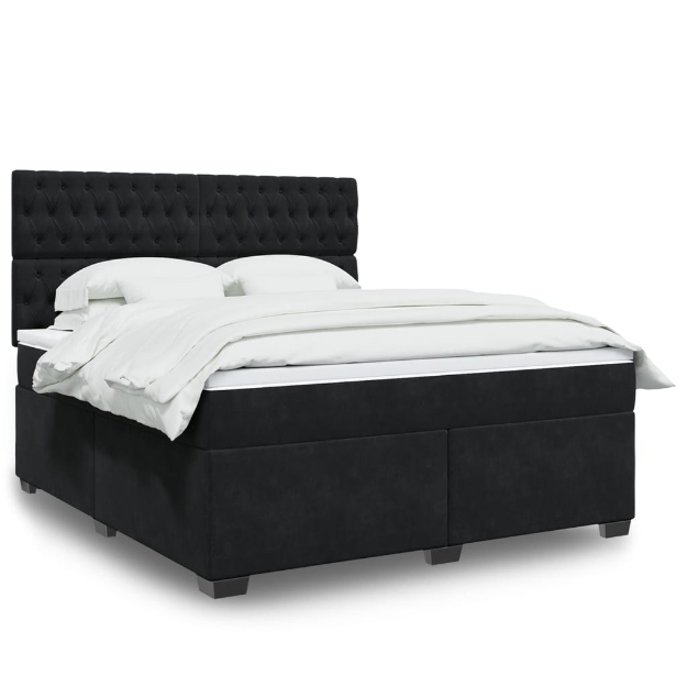 Giroletto a Molle con Materasso Nero 180x200 cm in Velluto