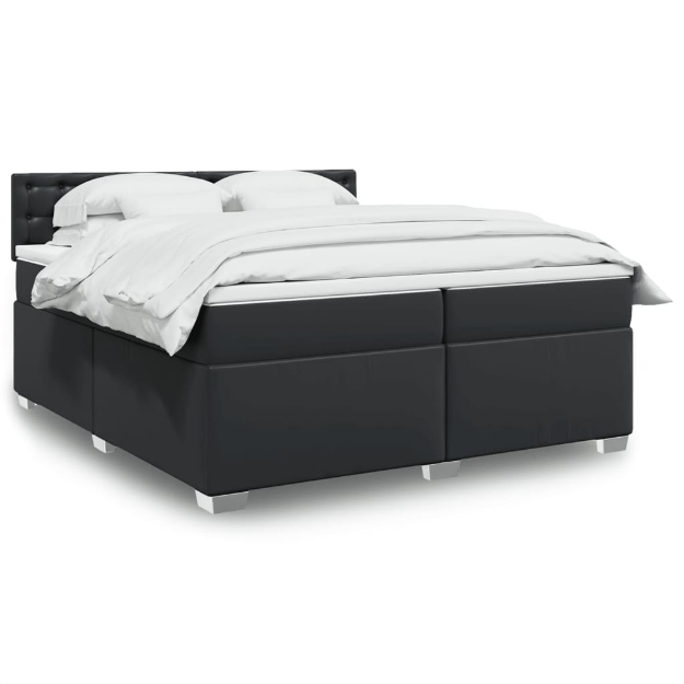 Giroletto a Molle con Materasso Nero 200x200 cm in Similpelle
