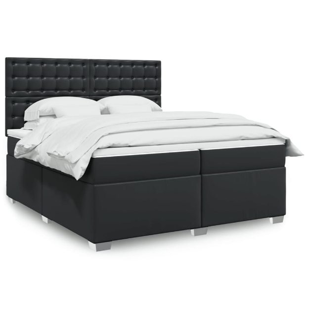 Giroletto a Molle con Materasso Nero 200x200 cm in Similpelle