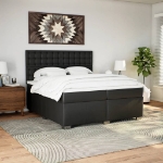 Giroletto a Molle con Materasso Nero 200x200 cm in Similpelle