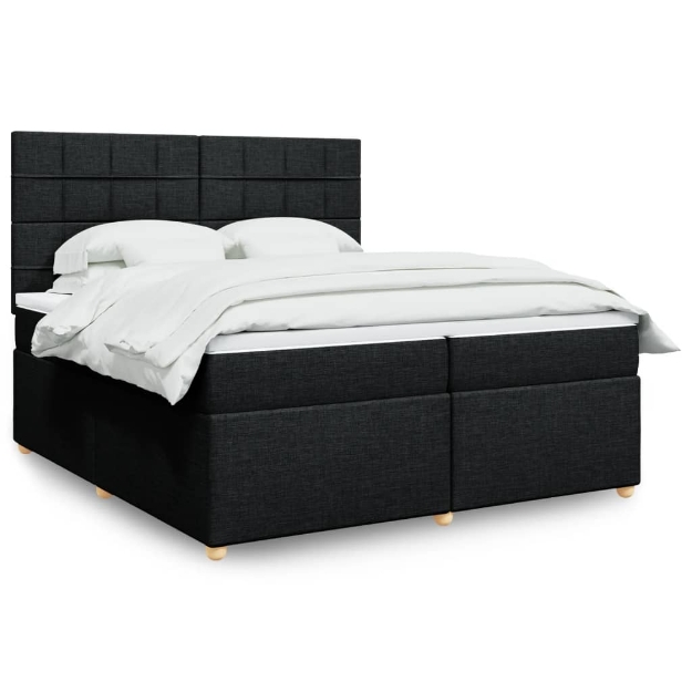 Giroletto a Molle con Materasso Nero 200x200 cm in Tessuto