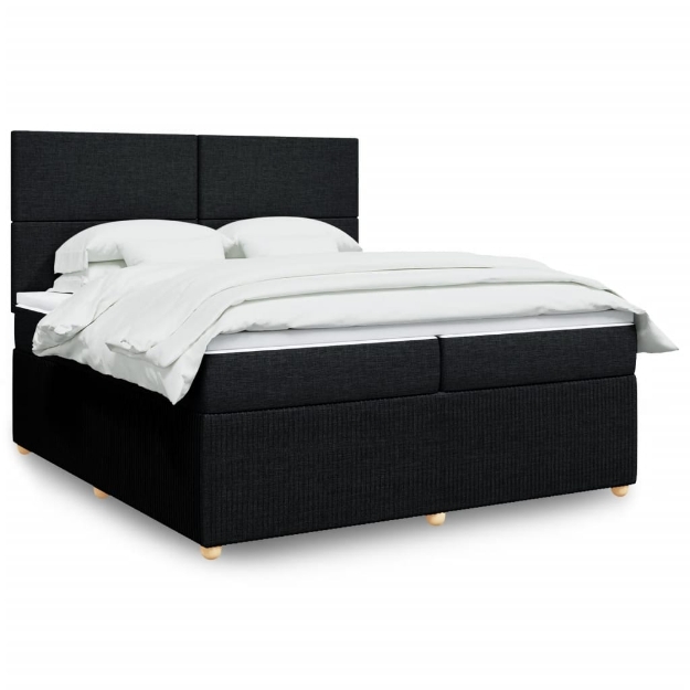 Giroletto a Molle con Materasso Nero 200x200 cm in Tessuto