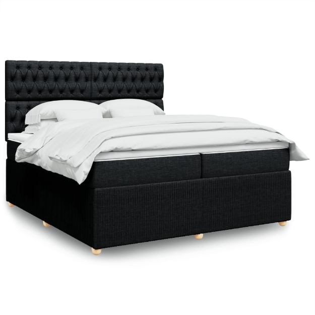 Giroletto a Molle con Materasso Nero 200x200 cm in Tessuto