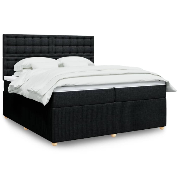 Giroletto a Molle con Materasso Nero 200x200 cm in Tessuto