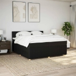 Giroletto a Molle con Materasso Nero 200x200 cm in Tessuto