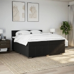 Giroletto a Molle con Materasso Nero 200x200 cm in Tessuto