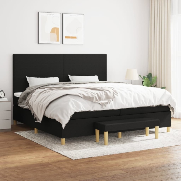 Giroletto a Molle con Materasso Nero 200x200 cm in Tessuto