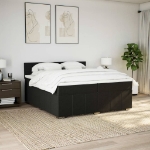 Giroletto a Molle con Materasso Nero 200x200 cm in Tessuto