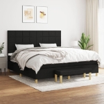 Giroletto a Molle con Materasso Nero 200x200 cm in Tessuto