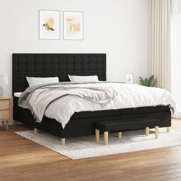 Giroletto a Molle con Materasso Nero 200x200 cm in Tessuto