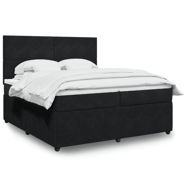 Giroletto a Molle con Materasso Nero 200x200 cm in Velluto