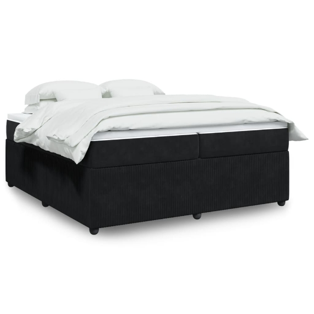Giroletto a Molle con Materasso Nero 200x200 cm in Velluto