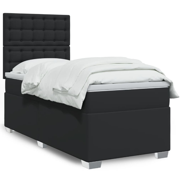 Giroletto a Molle con Materasso Nero 80x200 cm in Similpelle