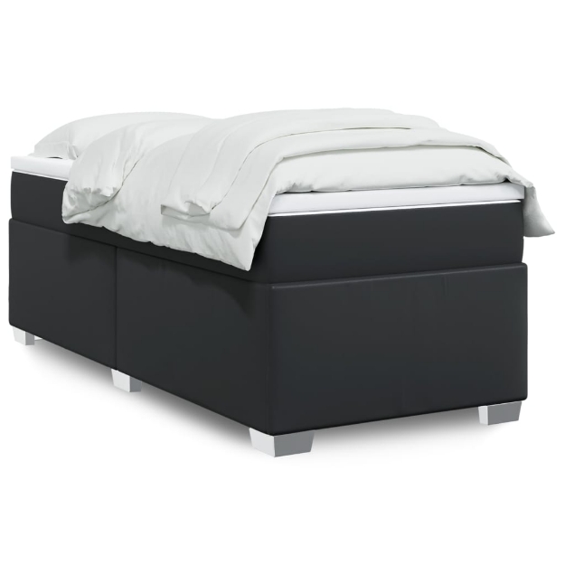 Giroletto a Molle con Materasso Nero 80x200 cm in Similpelle