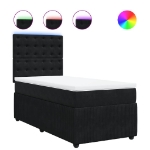 Giroletto a Molle con Materasso Nero 80x200 cm in Velluto