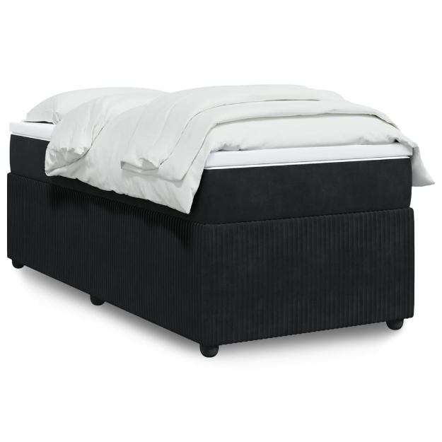 Giroletto a Molle con Materasso Nero 80x200 cm in Velluto