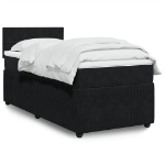 Giroletto a Molle con Materasso Nero 80x200 cm in Velluto