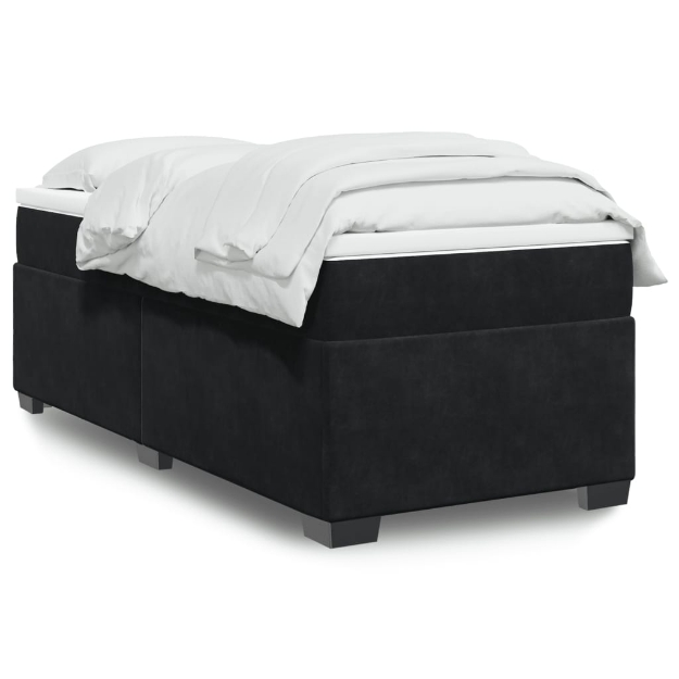 Giroletto a Molle con Materasso Nero 80x200 cm in Velluto