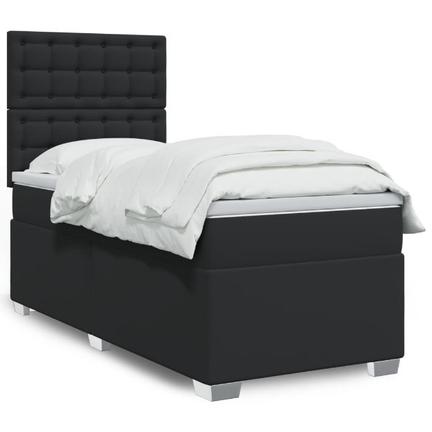 Giroletto a Molle con Materasso Nero 90x190 cm in Similpelle