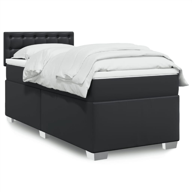 Giroletto a Molle con Materasso Nero 90x190 cm in Similpelle