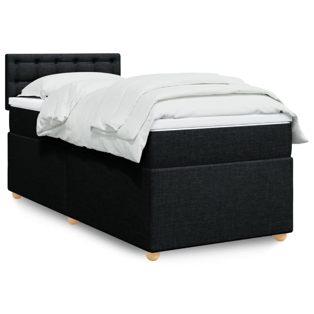 Giroletto a Molle con Materasso Nero 90x190 cm in Tessuto
