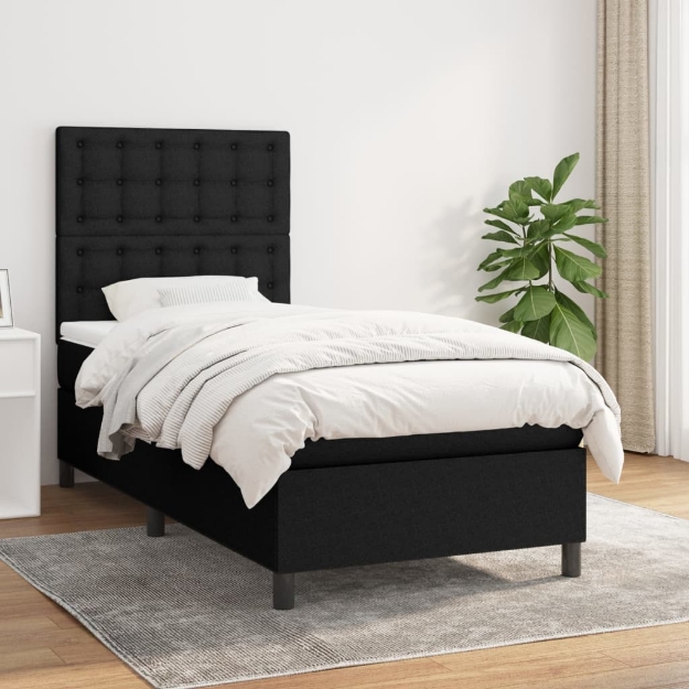 Giroletto a Molle con Materasso Nero 90x190 cm in Tessuto