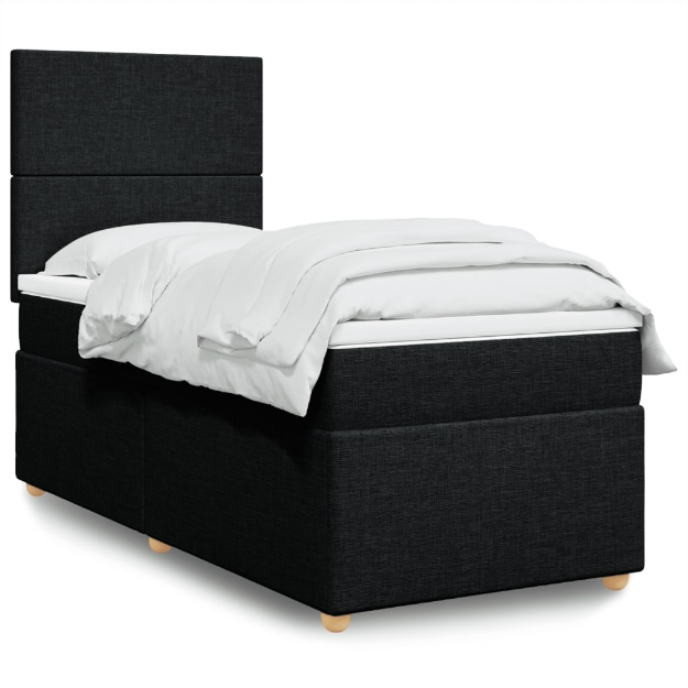 Giroletto a Molle con Materasso Nero 90x190 cm in Tessuto