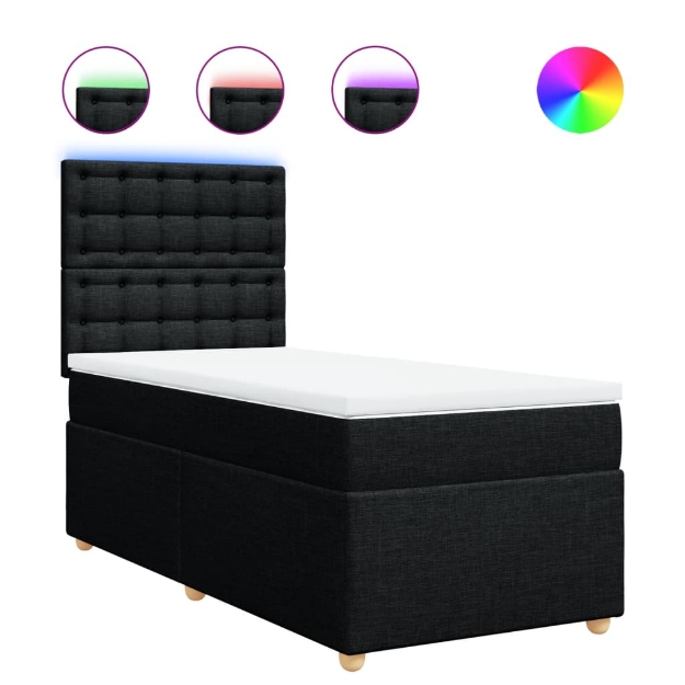 Giroletto a Molle con Materasso Nero 90x190 cm in Tessuto
