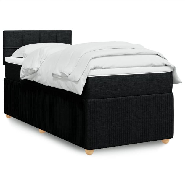 Giroletto a Molle con Materasso Nero 90x190 cm in Tessuto