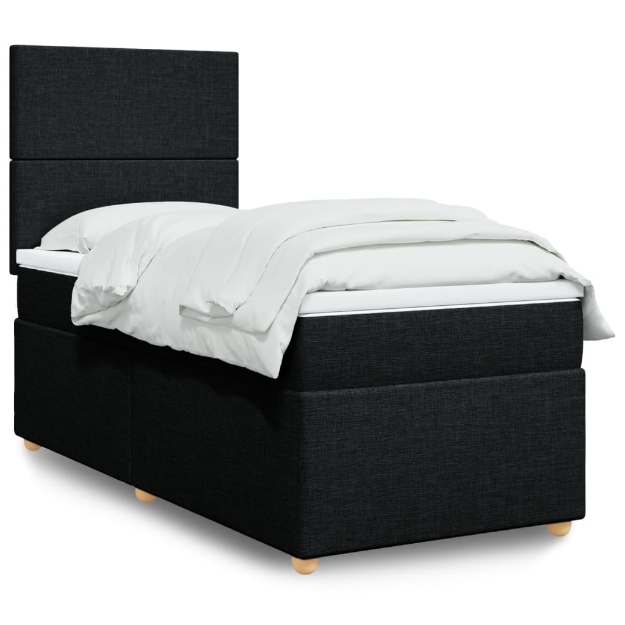 Giroletto a Molle con Materasso Nero 90x200 cm in Tessuto