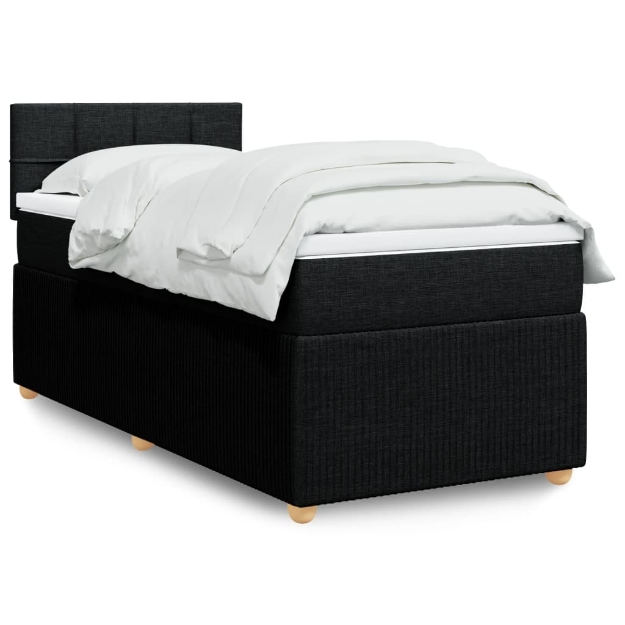 Giroletto a Molle con Materasso Nero 90x200 cm in Tessuto