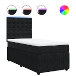 Giroletto a Molle con Materasso Nero 90x200 cm in Velluto