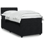 Giroletto a Molle con Materasso Nero 90x200 cm in Velluto