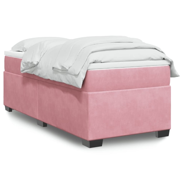 Giroletto a Molle con Materasso Rosa 100x200 cm in Velluto