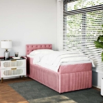 Giroletto a Molle con Materasso Rosa 100x200 cm in Velluto