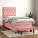 Giroletto a Molle con Materasso Rosa 100x200 cm in Velluto